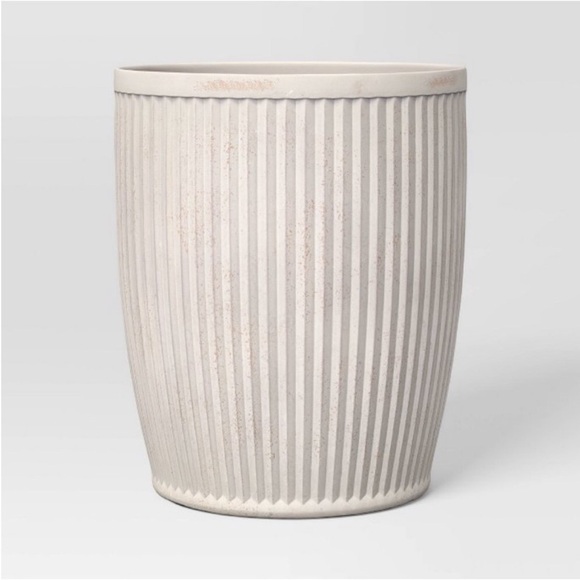 14” Weathered Ribbed Composite Indoor Outdoor Planter Off White - Studio McGee - Picture 1 of 5